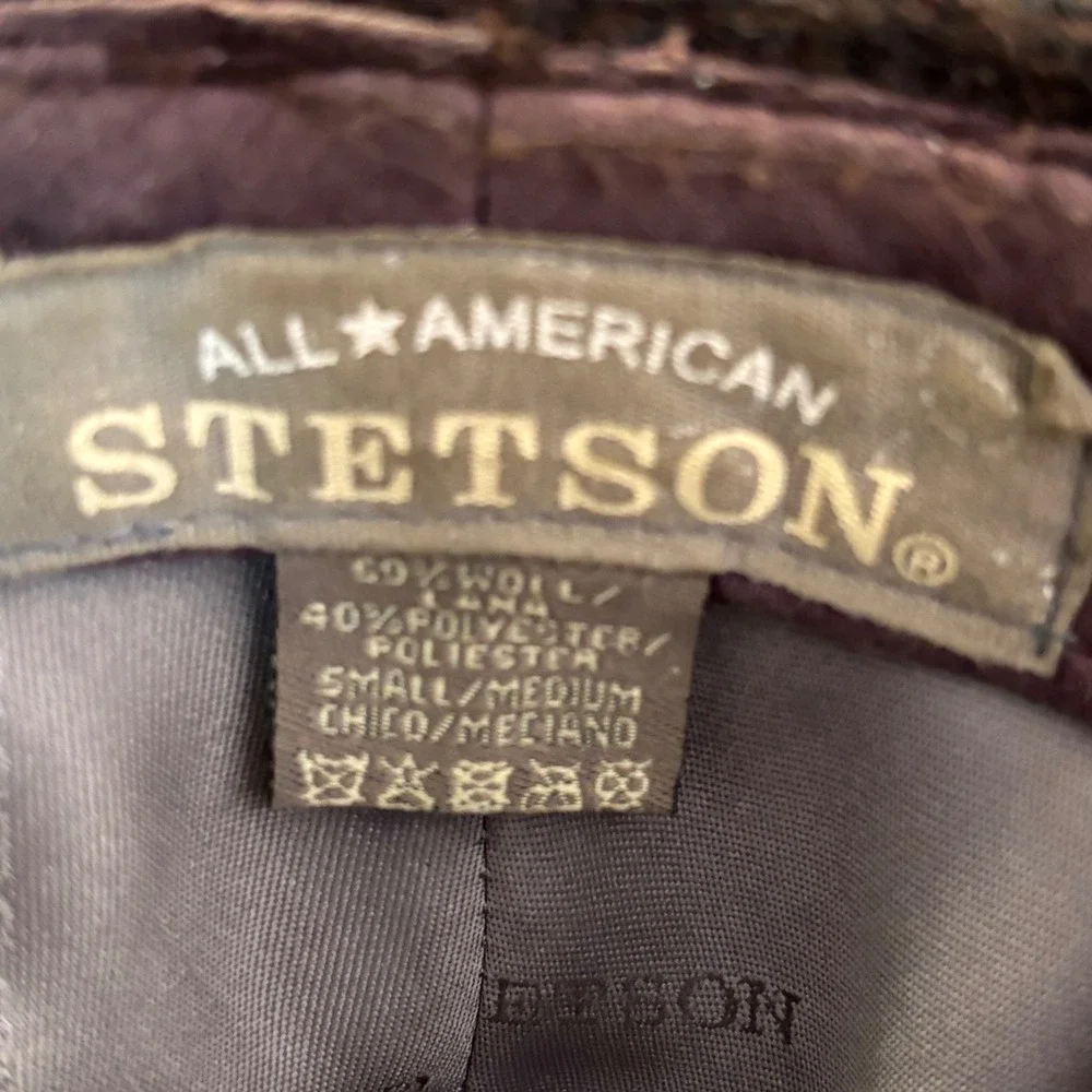 Stetson Mens Brown Wool Blend Pinstripe Fedora Hat Small Medium S/M Trilby